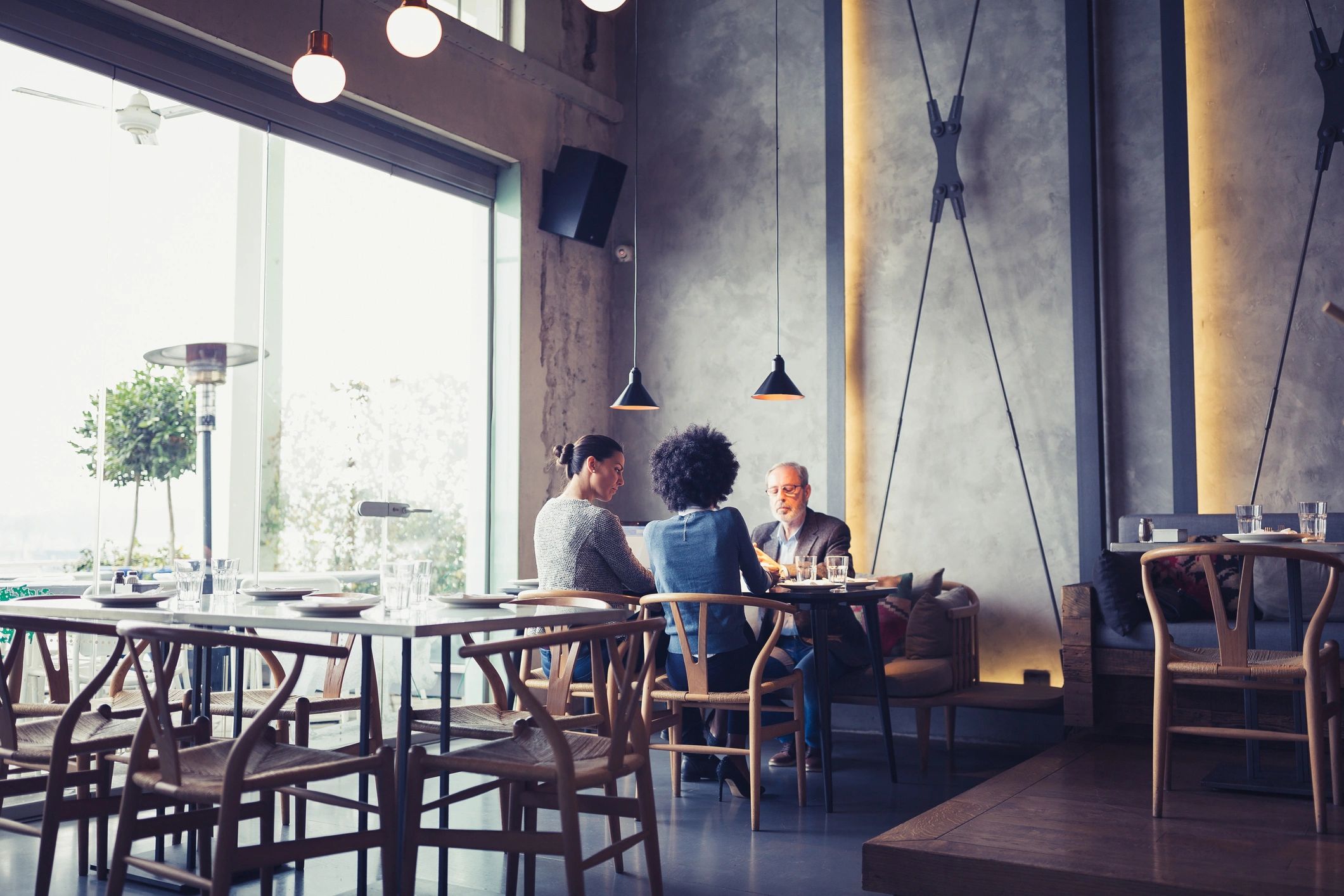 Restaurant business meeting in a high-end setting