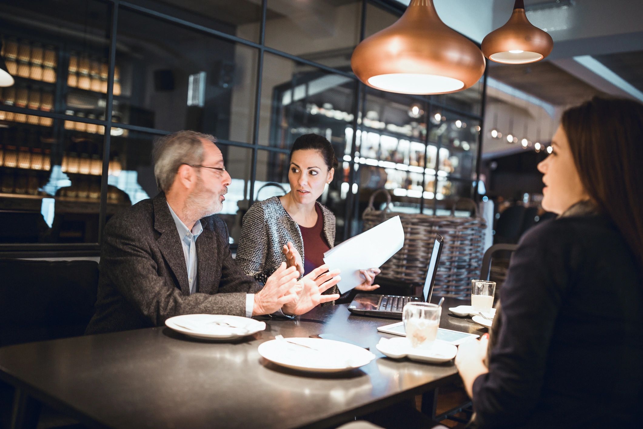 Businesspeople meeting in a restaurant